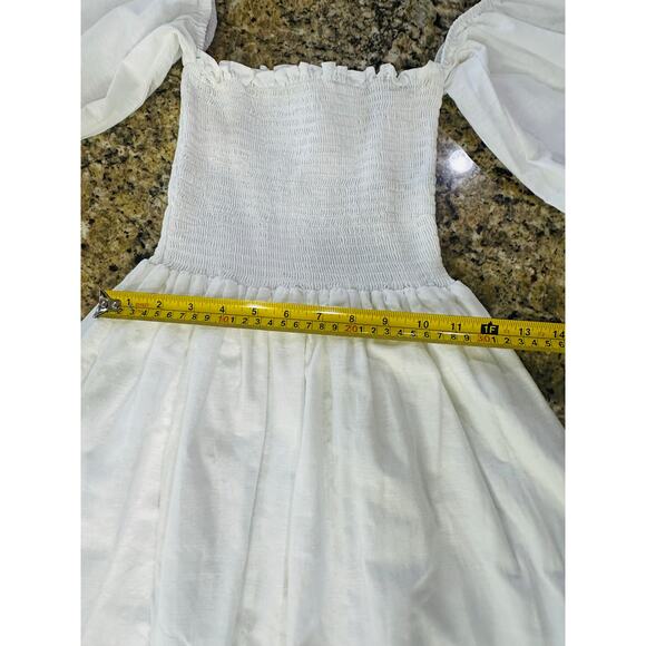 Petal and Pup Size Medium Off Shoulder Long Sleeve White Midi Dress Bridal - Picture 14 of 16